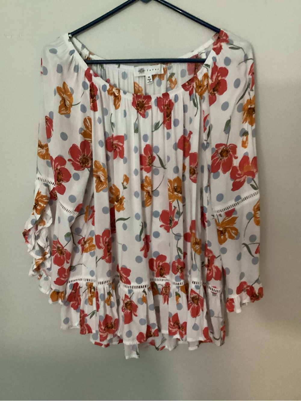 Fever White Tunic with Red & Mustard Floral Print